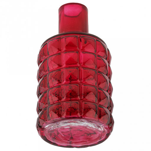 Ваза для цветов стеклянная "Альхес" 1,25л, д11,8см, h22,5см, форма "бутылка", малая, текстурная, "Скандик", вишневый (Россия)