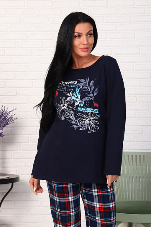 Костюм с брюками, футер с начесом, Flowers (876-1) - Плиона фото 11