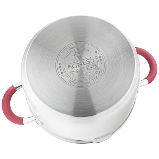 КАСТРЮЛЯ AGNESS PROFI HOME СО СТЕКЛЯННОЙ КРЫШКОЙ, 5,0Л 24X13.5 СМ ЦВЕТ РУЧЕК:БОРДО  фото 6