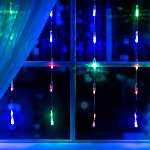 Гирлянда Занавес 2.5?0.65 м с насадками Капли, IP20, прозрачная нить, 50 LED, свечение мульти, 8 режимов, 220 В