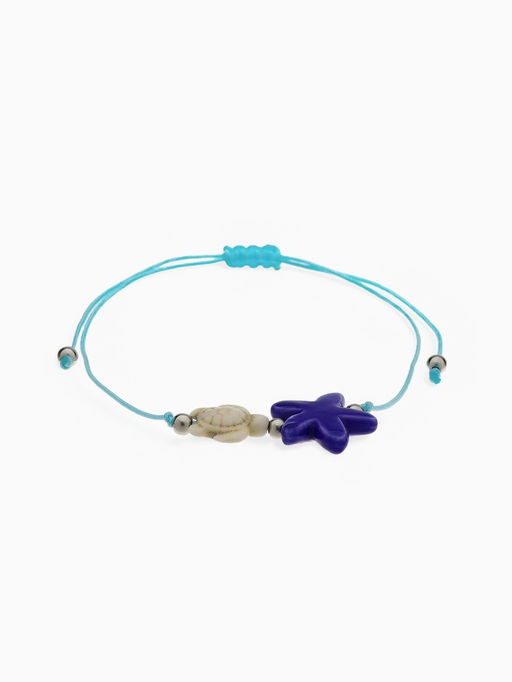 Браслет «Звезда» на нити, черепашка, фиолетовый в серебре