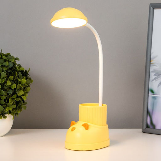 Лампа настольная «Ботинок кот» LED 3 режима 3 Вт USB органайзер желтый 8×11×31 см RISALUX