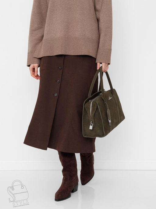 Сумка женская кожаная 2410YF d.khaki Polina&Eiterou в Новосибирске