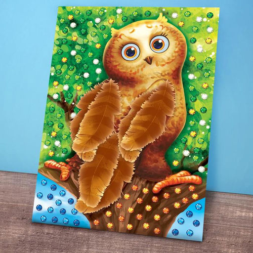 Цена за 2 шт. Аппликации перьями и стразами «Совёнок»