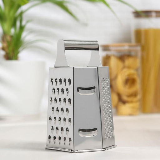 Тёрка шестигранная Доляна «Металлик», 10×13.5×19.5 см, хромированная