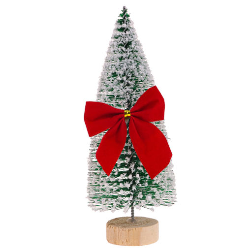 Декор Ёлка на подставке с бантом, заснеженная, 6 ? 6 ? 15 см