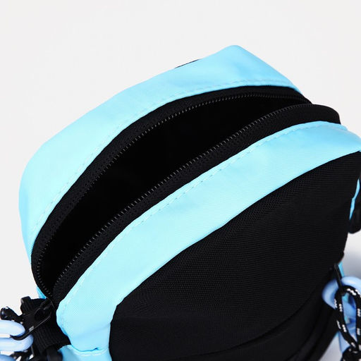 Сумка молодёжная на молнии, 1 наружный карман, цвет чёрный/голубой - Simaland фото 5