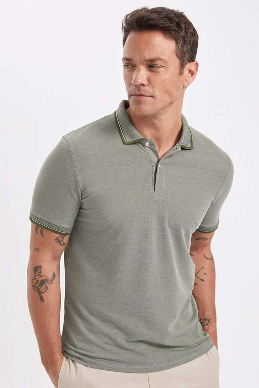 Slim Fit Dar Kesim K?sa Kollu Pamuklu Polo Tisort - Defacto фото 10