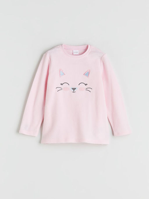 Bisiklet Yaka Bask?l? K?z ?ocuk Pijama Tak?m?