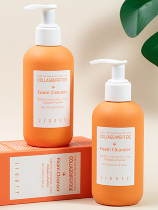 Jigott Очищающая пенка для лица с коллагеном и пептидами / Collagen + Peptide Foam Cleanser, 200 мл