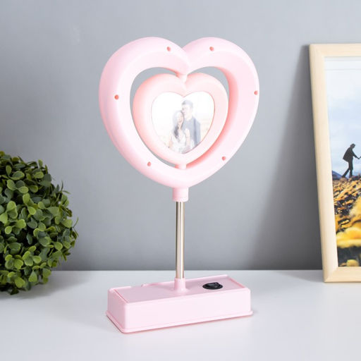 Ночник «Сердце» с фоторамкой LED USB АКБ МИКС 7×15.5×30 см RISALUX