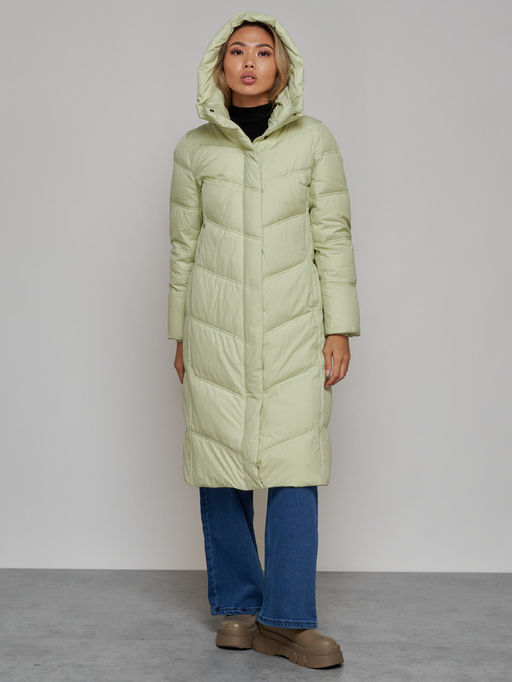 Пальто утепленное молодежное зимнее женское светло-зеленого цвета 52325ZS - Holdluck фото 6
