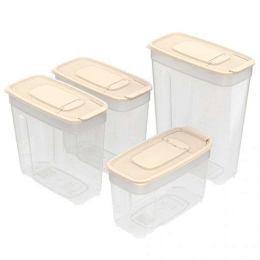 Контейнеров для сыпучих продуктов, набор 4 штуки: 1л, 1,4л 2шт, 1,8л, полипропилен, слоновая кость (Россия)