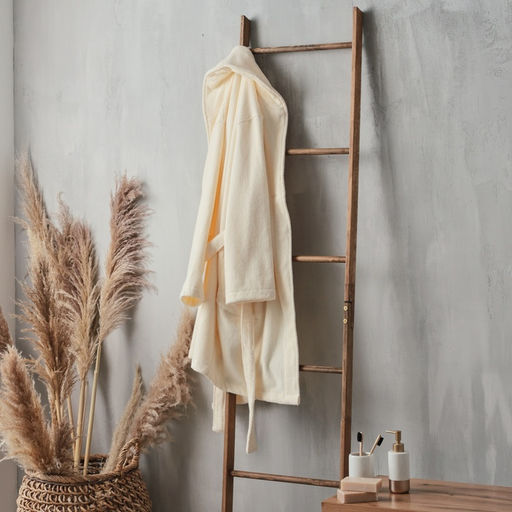 Халат махровый мужской SL HOME: Basic «Айвори», размер S, хлопок 100%, молочный