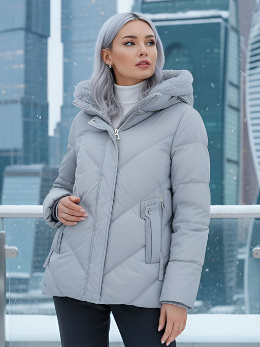 Куртка зимняя женская из овчина стильная и модная серого цвета 7348Sr - Visdeer фото 21