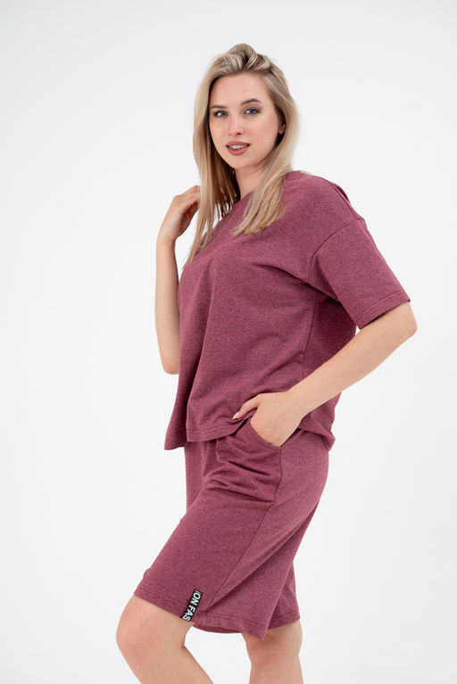 Костюм из футера унисекс бордо-меланж - Амадэль фото 2