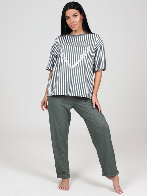 635 ЖЕНСКИЙ КОСТЮМ (брюки) (Хаки полоса) - А-дина фото 2