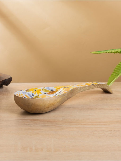 Подставка под ложку Желтые и синие цветы, 25.593.8 см, дерево манго - Simaland фото 2