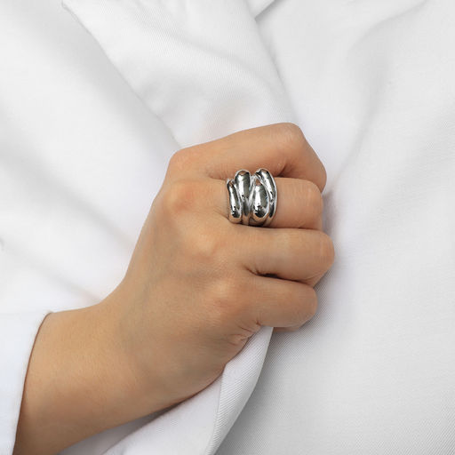 Кольцо металл Тренд капли, цвет серебро, размер 16 - Qf фото 4