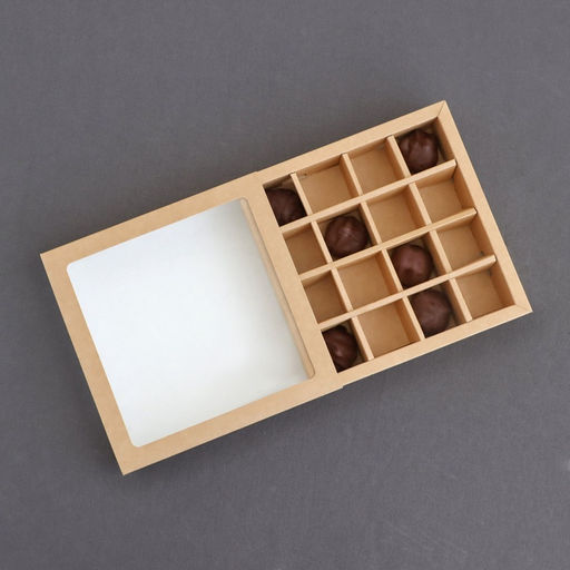 Цена за 2 шт. Коробка для 16 конфет, крафт 17.7×17.7×3.8 см