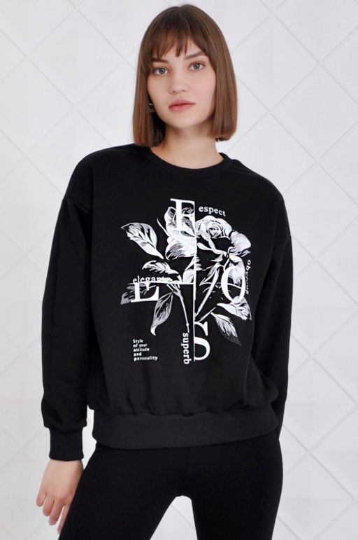 Арт. 1591 Свитшот женский 42-52 (6 шт) Цвет:черный
