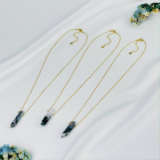 Кулон на цепочке из Мохового агата 50 см +