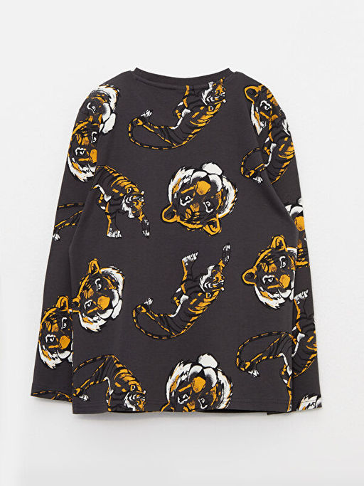 Bisiklet Yaka Bask?l? Uzun Kollu Erkek ?ocuk Ti??rt - Waikiki фото 2