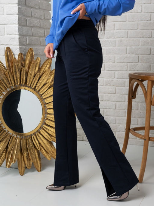 Брюки "Стиль" с разрезом темно-синий