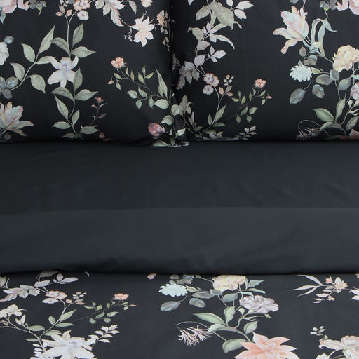 Постельное бельё Этель евро Black flowers, 200 х217 см, 214х240 см, 50х70 см -2 шт, мако-сатин 114г/м2  фото 4