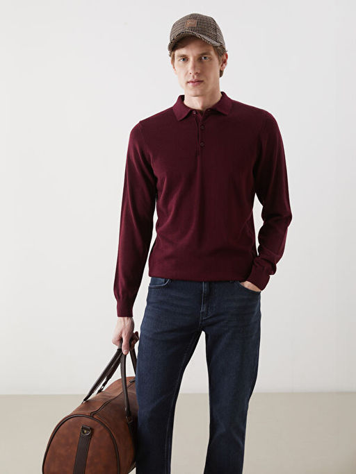 Polo Yaka Uzun Kollu Erkek Triko Kazak