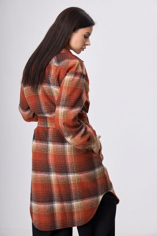 Пальто ANELLI 935 красная клетка  фото 3