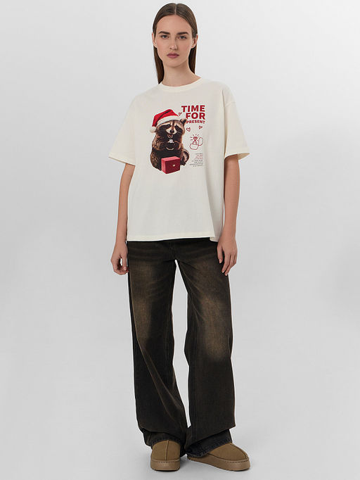 Футболка женская новогодняя с надписью Time for present - Mark formelle фото 2