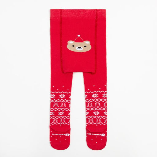 Колготки Крошка Я «Мишка», красный, рост 62-68 см