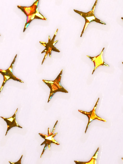 Цена за 2 шт. Наклейки для ногтей Звезда, объёмные, фольгированные, цвет золотистый - Qf фото 3