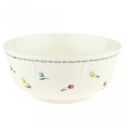 Ласковый май Салатник фарфоровый 1,67л, д20,4см, h9,2см, с деколью, рельефный декор, кремовый (Китай)
