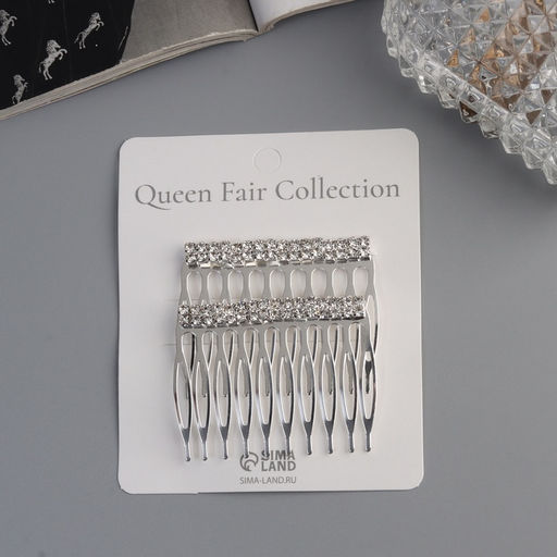 Цена за 2 шт. Гребень для волос QF «Медея», набор 2 шт., классика нить, 5×4 см, серебро