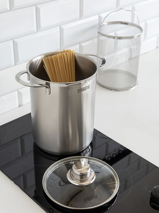 Кастрюля с крышкой и сеткой 4,2л серый нержавеющая сталь