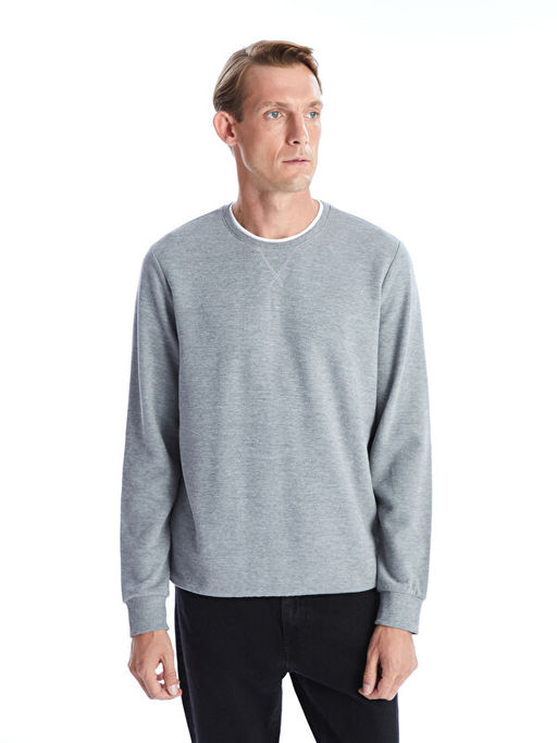 Bisiklet Yaka Uzun Kollu Erkek Sweatshirt