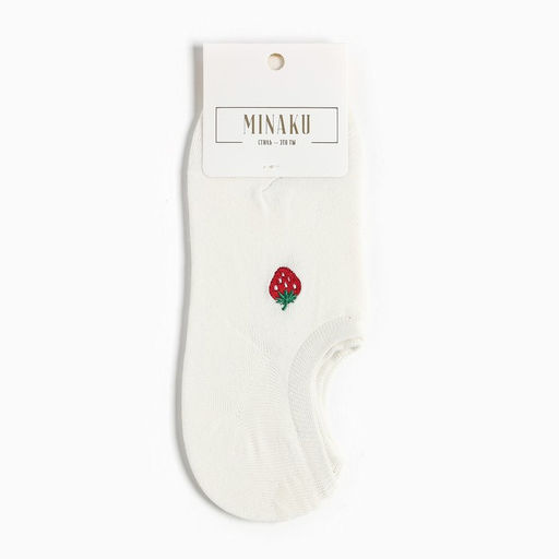 Носки женские укороченные MINAKU «Клубника», белые, размер 36-39 (23-25 см)
