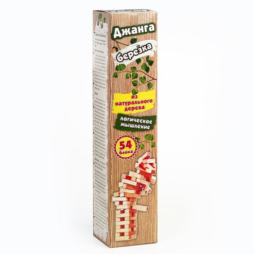 Падающая башня дженга, настольная игра «Березка» макси, 54 бруска
