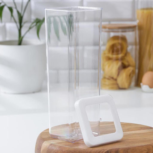 Банка для хранения сыпучих продуктов IDEA «Степ», 1.9 л, 10×28 см, пластик, крышка белая