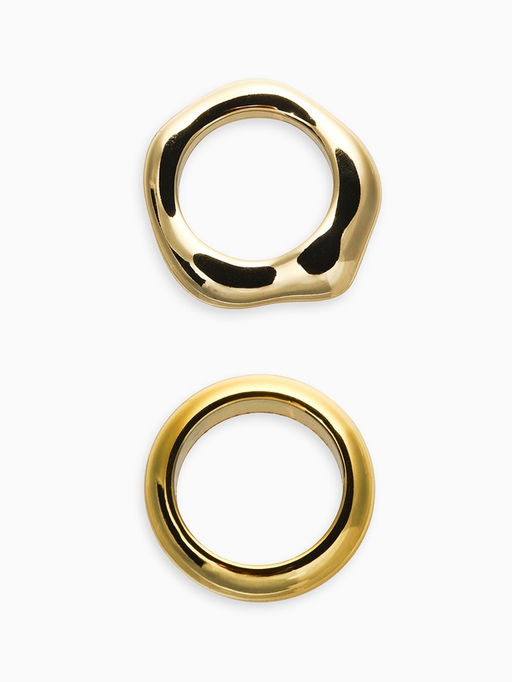 Кольцо пластик «Стиль», набор 2 шт. размер 17, цвет золото