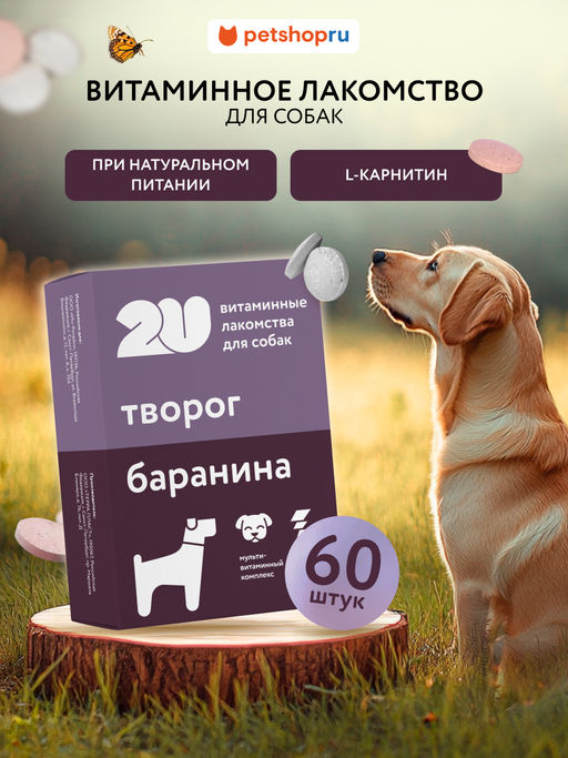 Витаминное лакомство для собак "При натуральном способе кормления", 60 таб. 23тп67