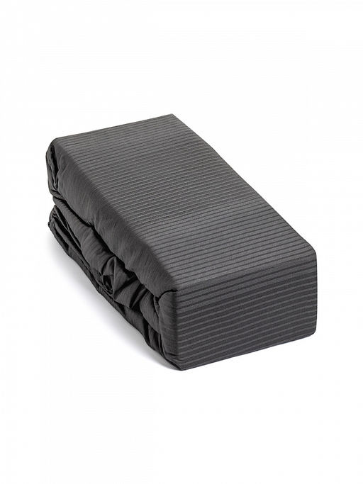 Проcтыня натяжная сатин-страйп 90x200+25 темно-серый сатин - Denastia фото 2