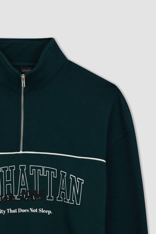 Толстовка оверсайз с воротником-стойкой и принтом - Defacto фото 8