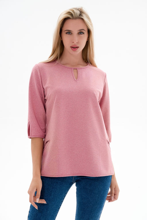 Кофта женская из футера Анфиса розовый меланж - Амадэль фото 2