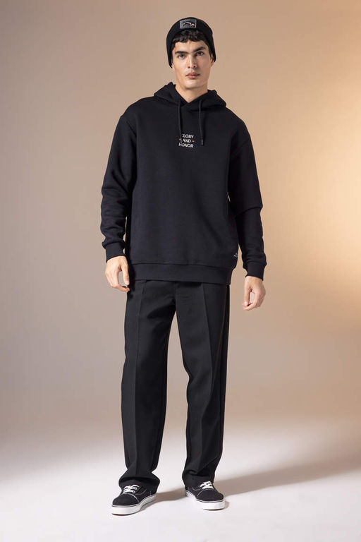 Толстая толстая толстовка с капюшоном и принтом на спине оверсайз - Defacto фото 2