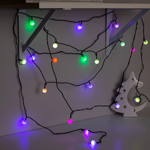 Гирлянда Нить 5 м с насадками Шарики белые, IP20, тёмная нить, 20 LED, свечение мульти (RG/RB), мигание, 220 В - Luazon lighting фото 5