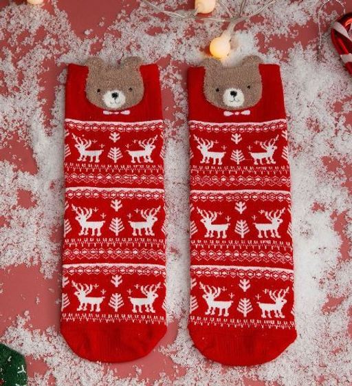 Носки НГ р.35-40 Red christmas Мишка - Krumpy фото 4