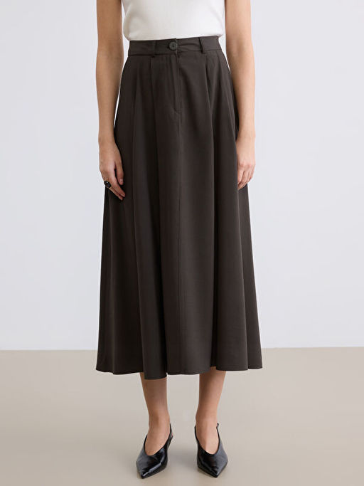 Y?ksek Bel Pileli Etek